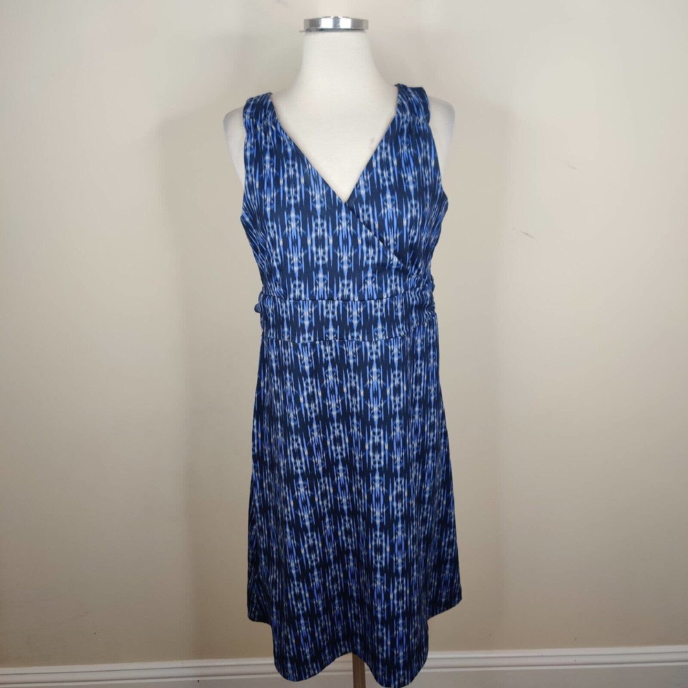 Eddie Bauer Surplice Dress V-Neck Blue Stretch Sleeveless